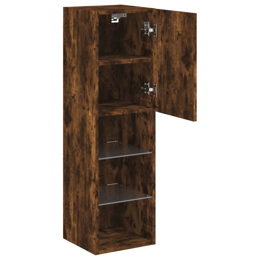 TV Cabinet with LED Lights Smoked Oak 30,5x30x102 cm