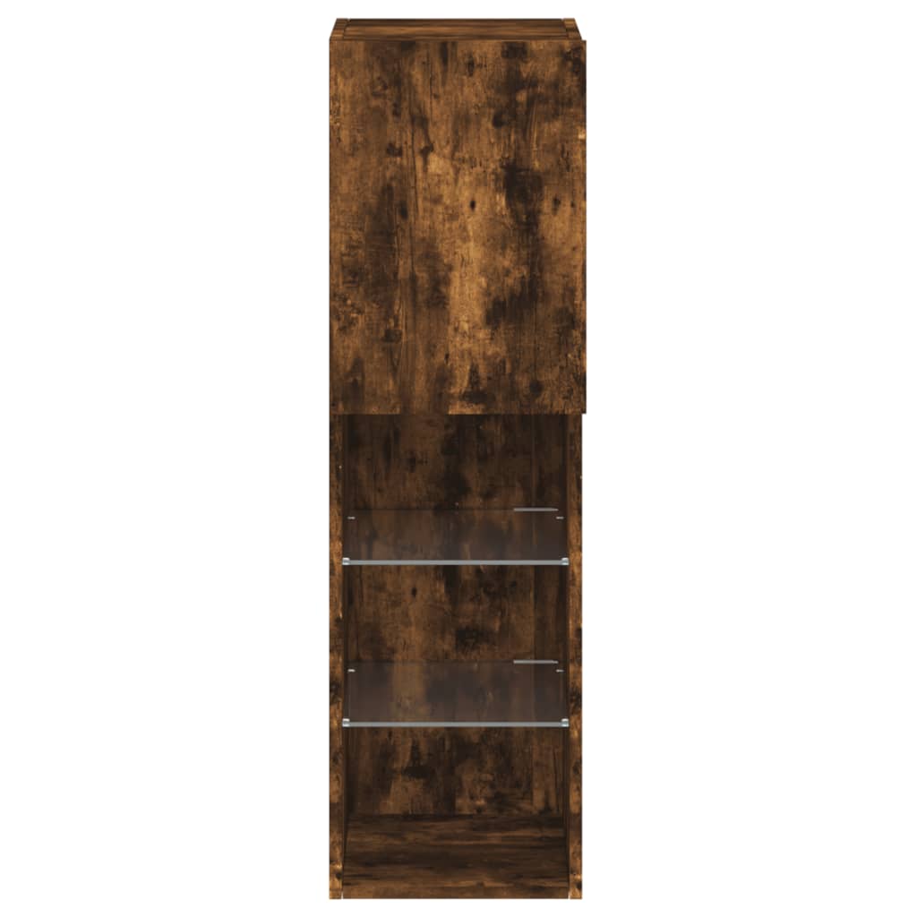 TV Cabinet with LED Lights Smoked Oak 30,5x30x102 cm
