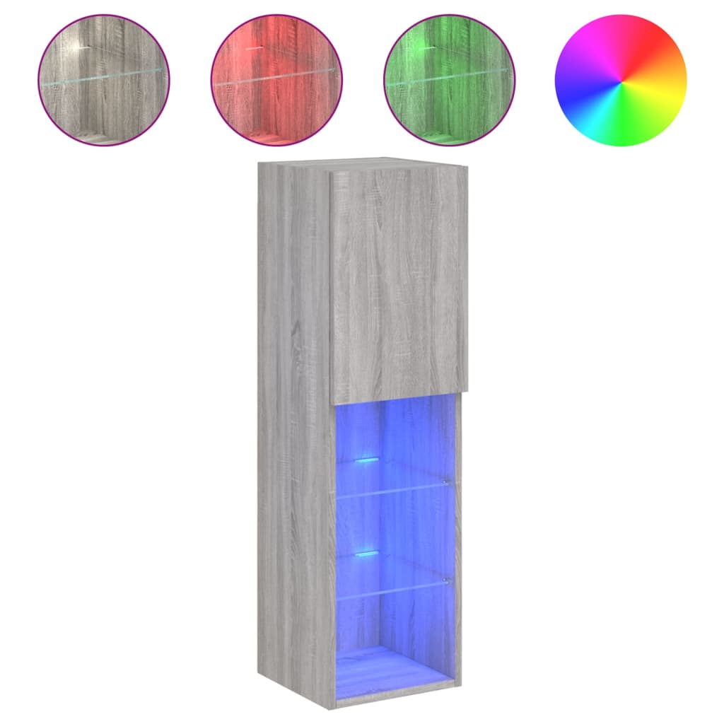 TV Cabinet with LED Lights Grey Sonoma 30,5x30x102 cm