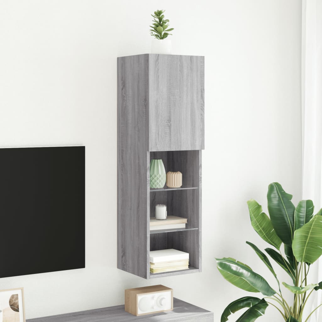 TV Cabinet with LED Lights Grey Sonoma 30,5x30x102 cm