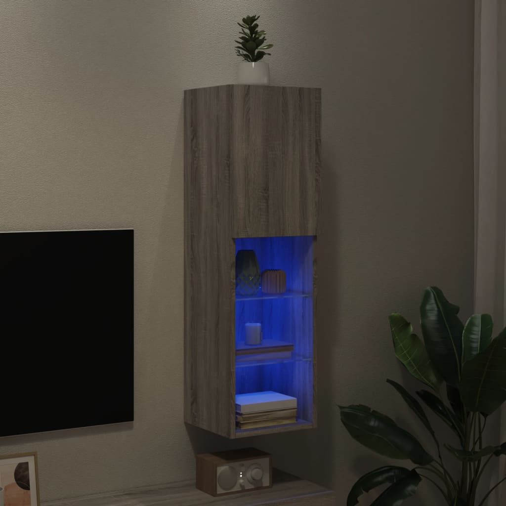TV Cabinet with LED Lights Grey Sonoma 30,5x30x102 cm
