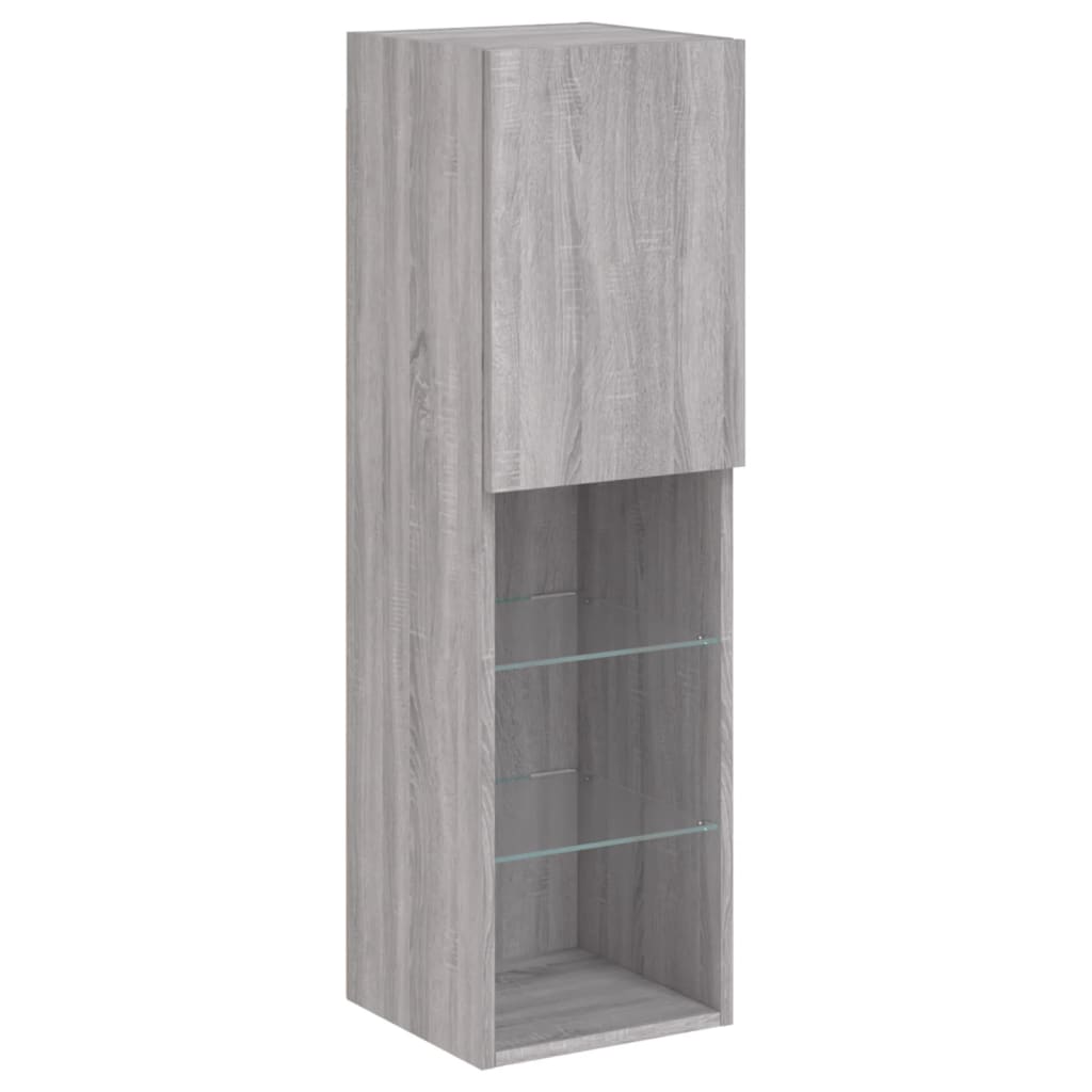 vidaXL TV Cabinet with LED Lights Grey Sonoma 30.5x30x102 cm