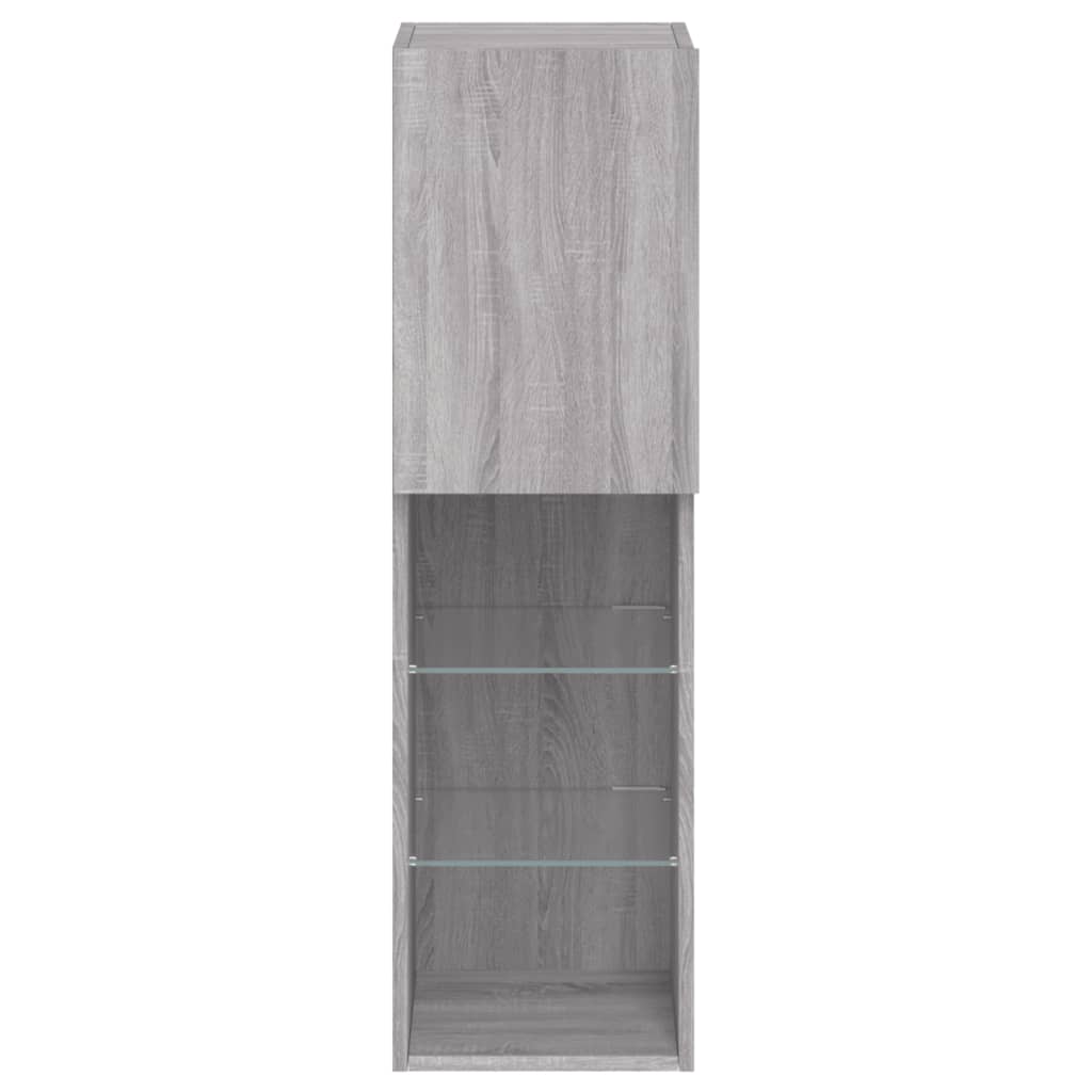 vidaXL TV Cabinet with LED Lights Grey Sonoma 30.5x30x102 cm