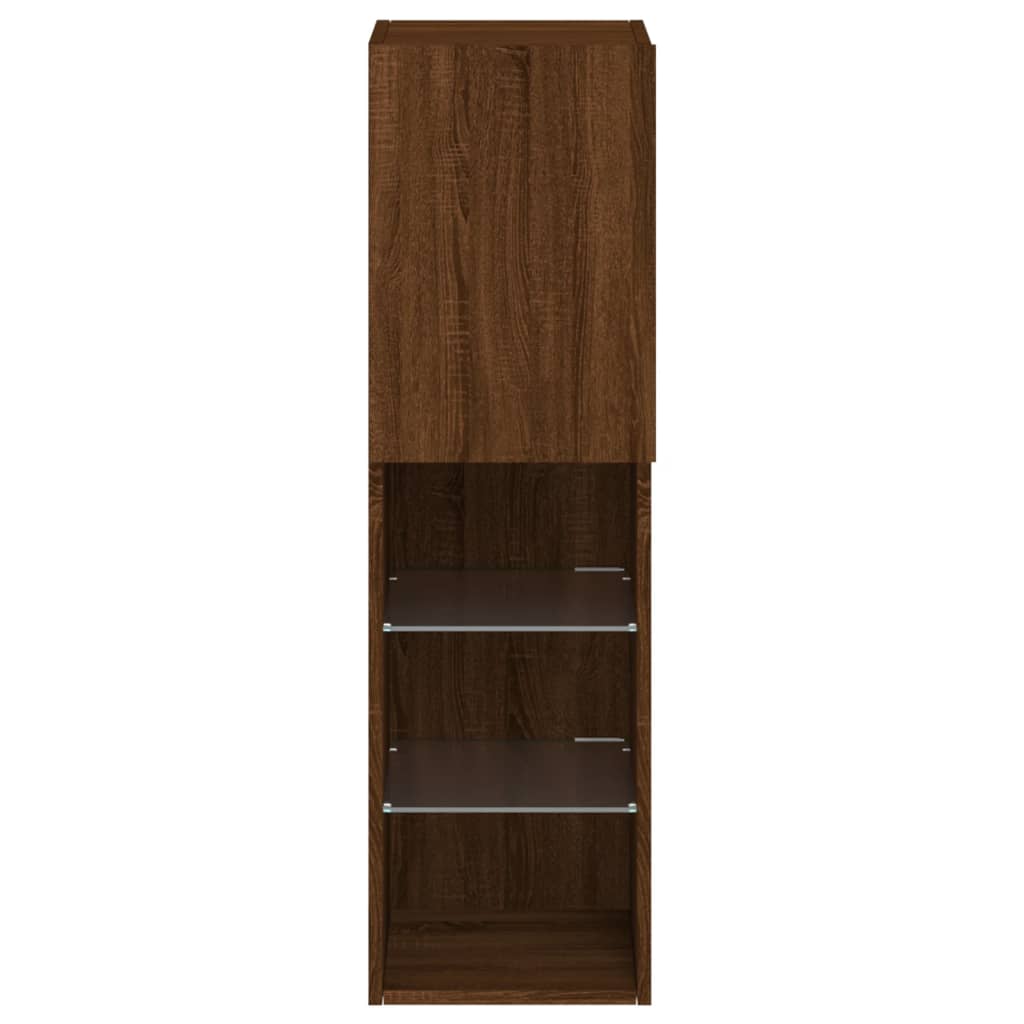 vidaXL TV Cabinet with LED Lights Brown Oak 30.5x30x102 cm