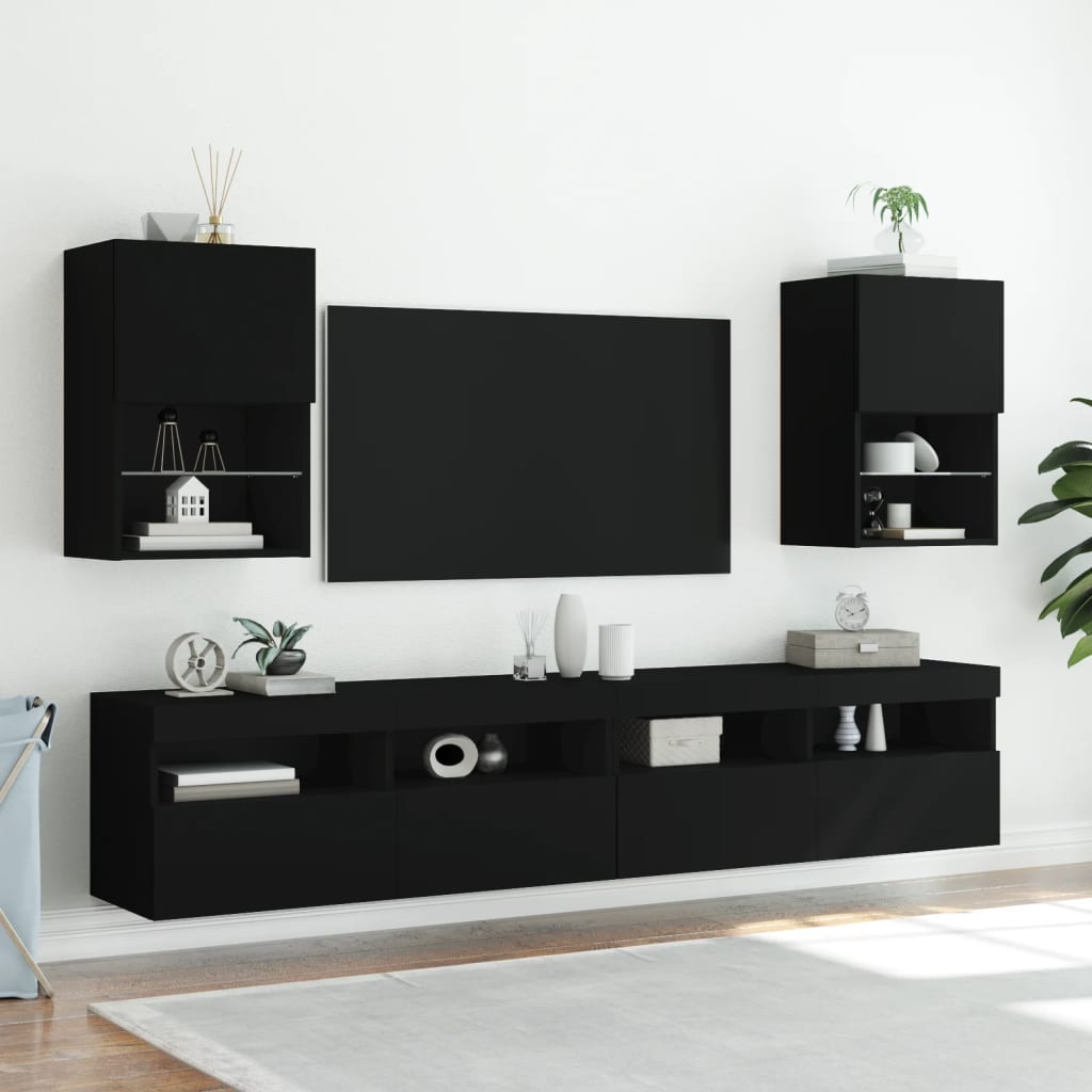 vidaXL TV Cabinet with LED Lights Black 40.5x30x60 cm