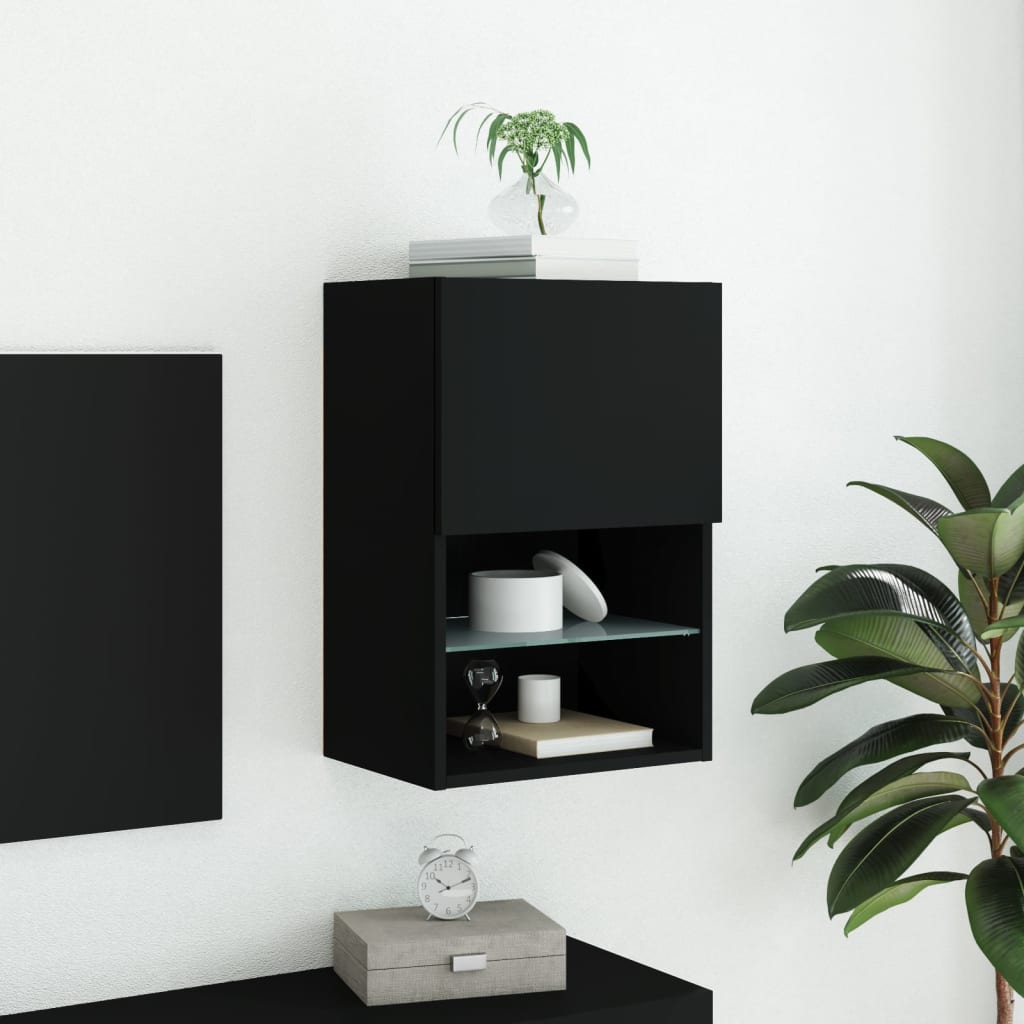 vidaXL TV Cabinet with LED Lights Black 40.5x30x60 cm