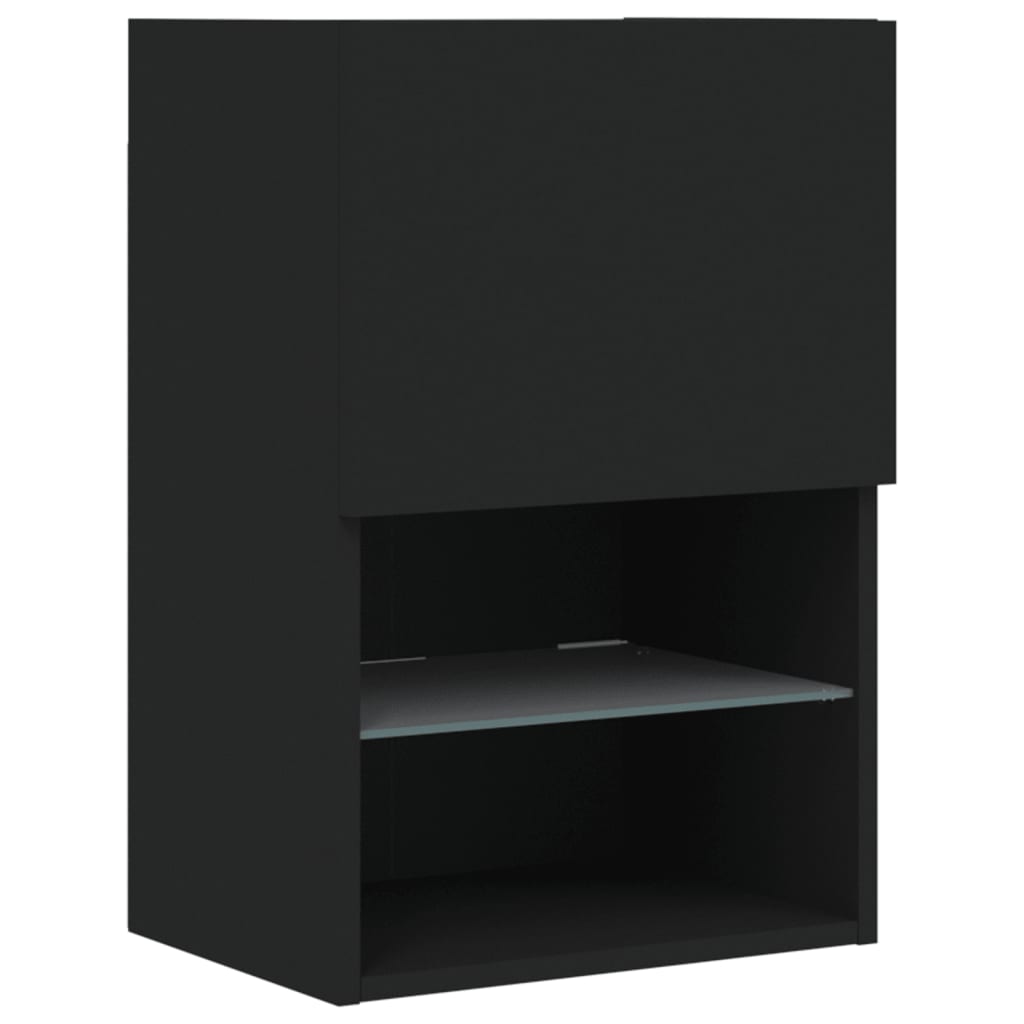 vidaXL TV Cabinets with LED Lights 2 pcs Black 40.5x30x60 cm