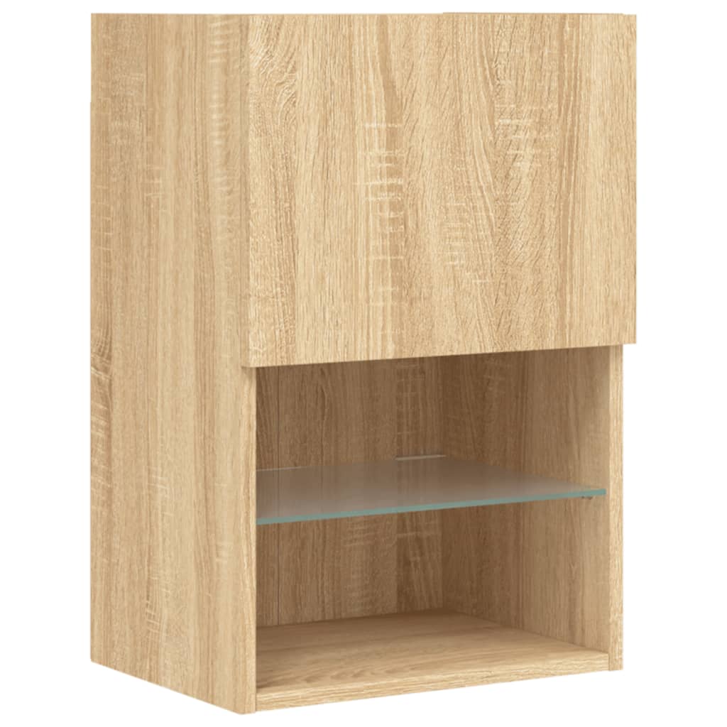 vidaXL TV Cabinets with LED Lights 2 pcs Sonoma Oak 40.5x30x60 cm