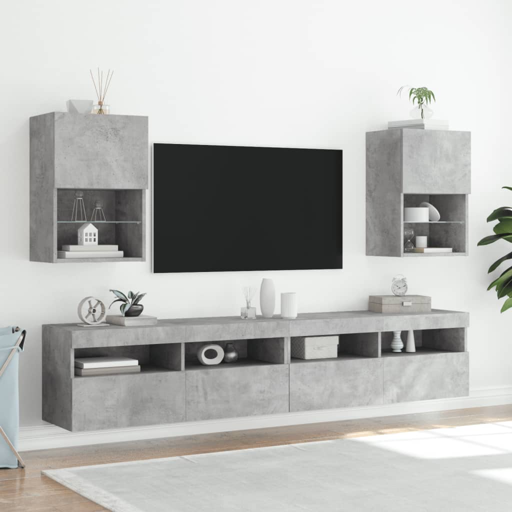 vidaXL TV Cabinet with LED Lights Concrete Grey 40.5x30x60 cm