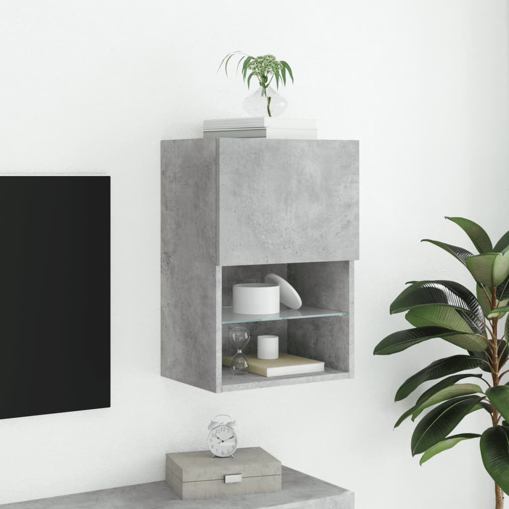 vidaXL TV Cabinet with LED Lights Concrete Grey 40.5x30x60 cm