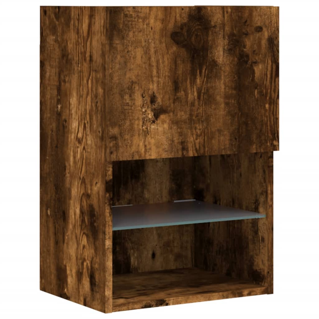 vidaXL TV Cabinet with LED Lights Smoked Oak 40.5x30x60 cm