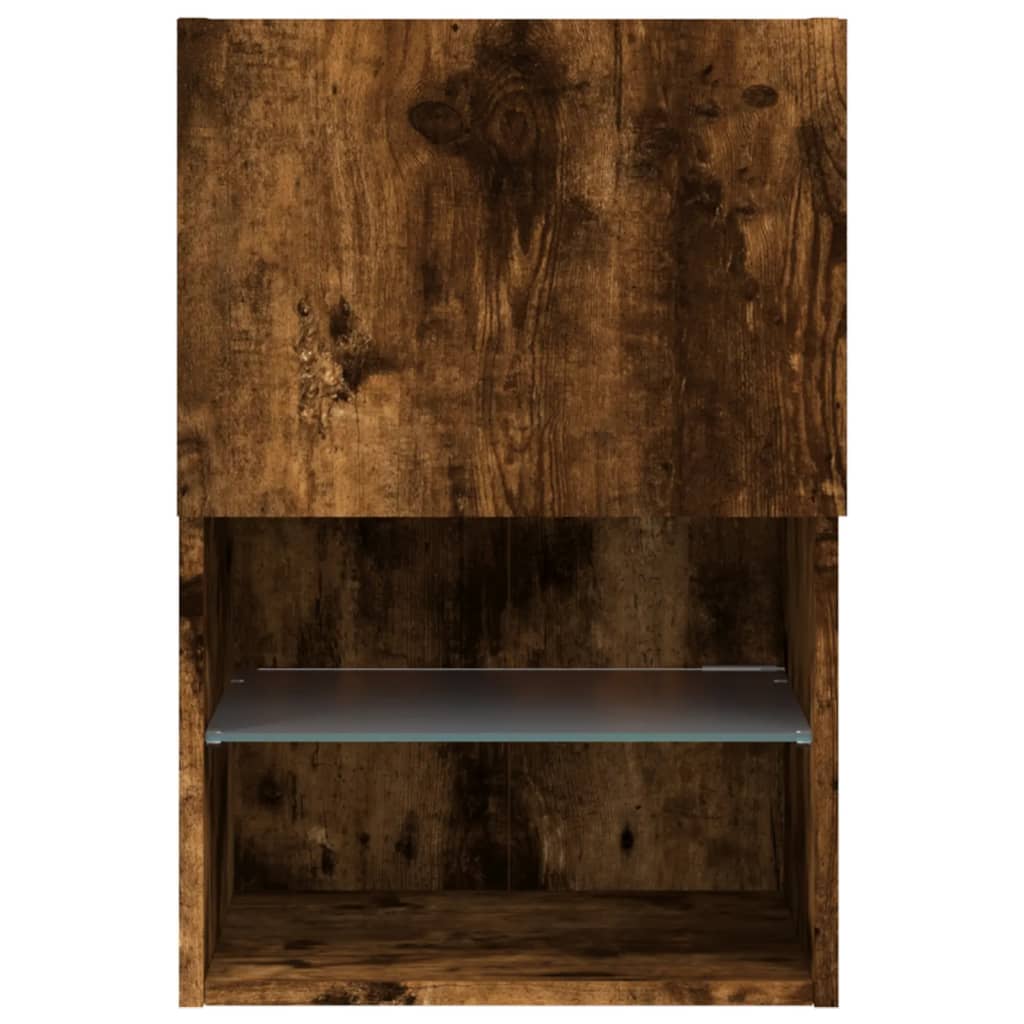 vidaXL TV Cabinet with LED Lights Smoked Oak 40.5x30x60 cm