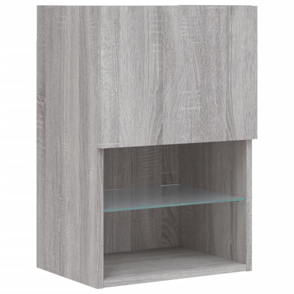 vidaXL TV Cabinet with LED Lights Grey Sonoma 40.5x30x60 cm