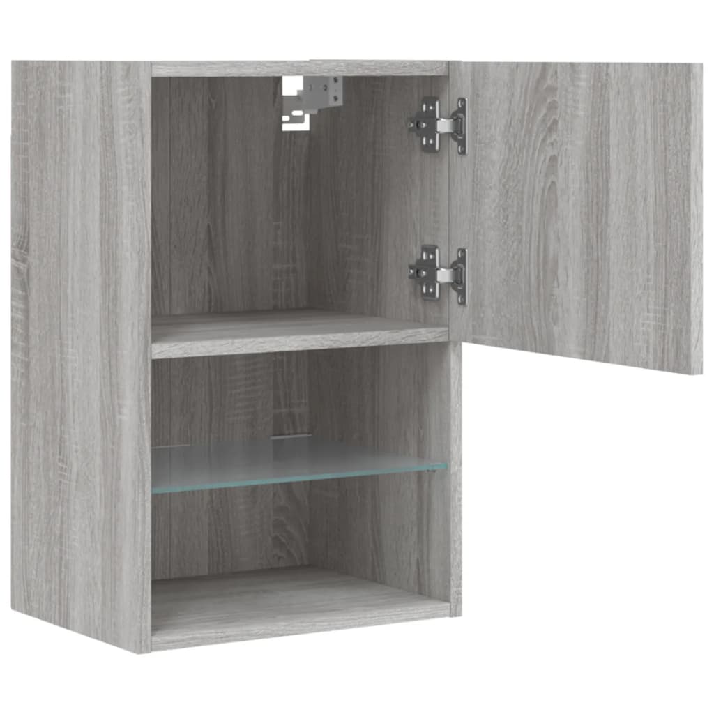 vidaXL TV Cabinet with LED Lights Grey Sonoma 40.5x30x60 cm