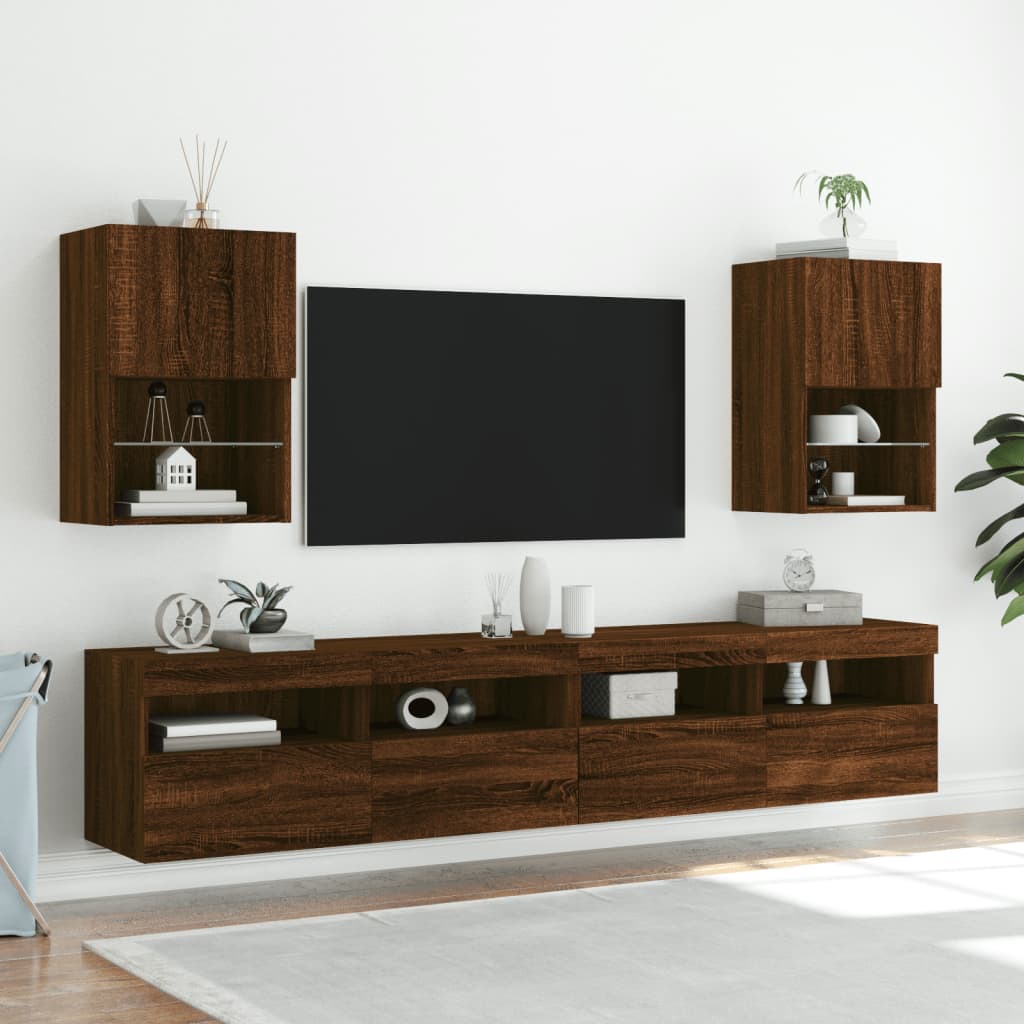 vidaXL TV Cabinet with LED Lights Brown Oak 40.5x30x60 cm