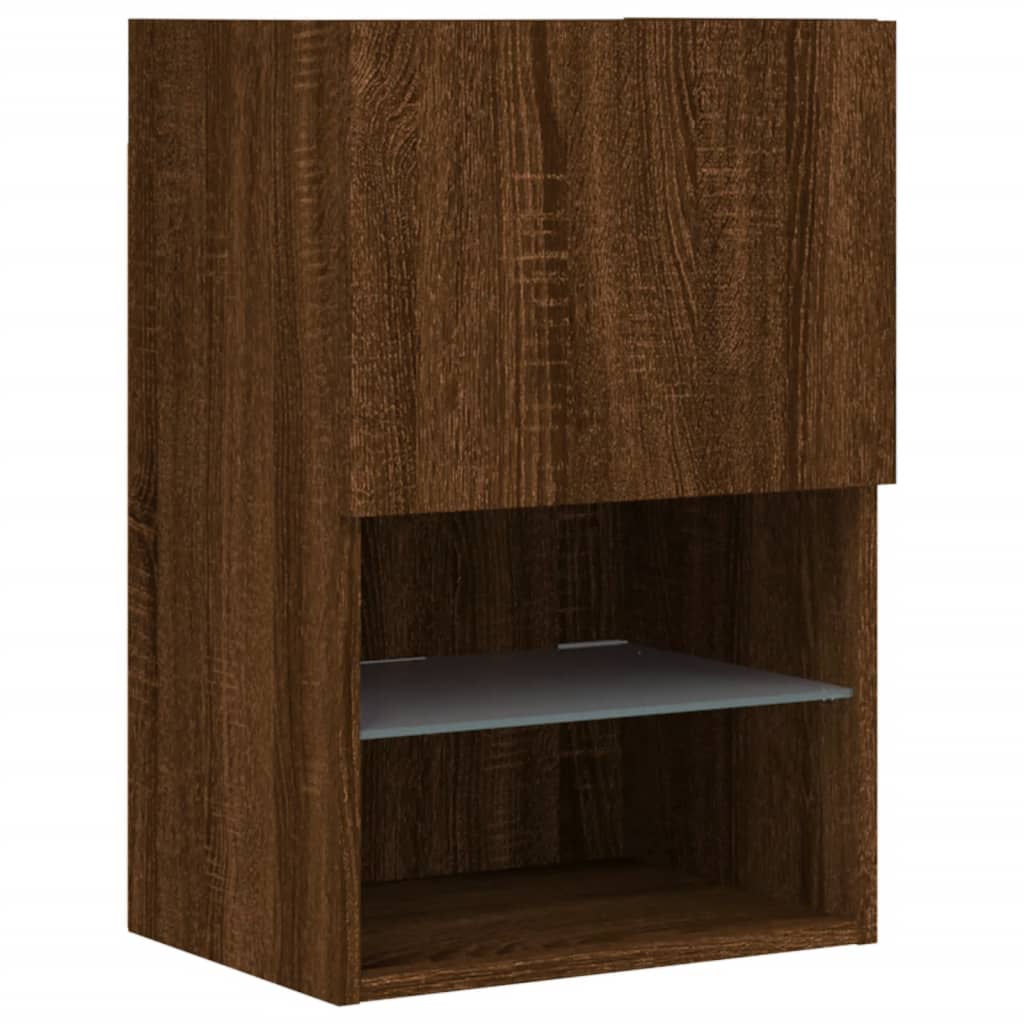 vidaXL TV Cabinet with LED Lights Brown Oak 40.5x30x60 cm