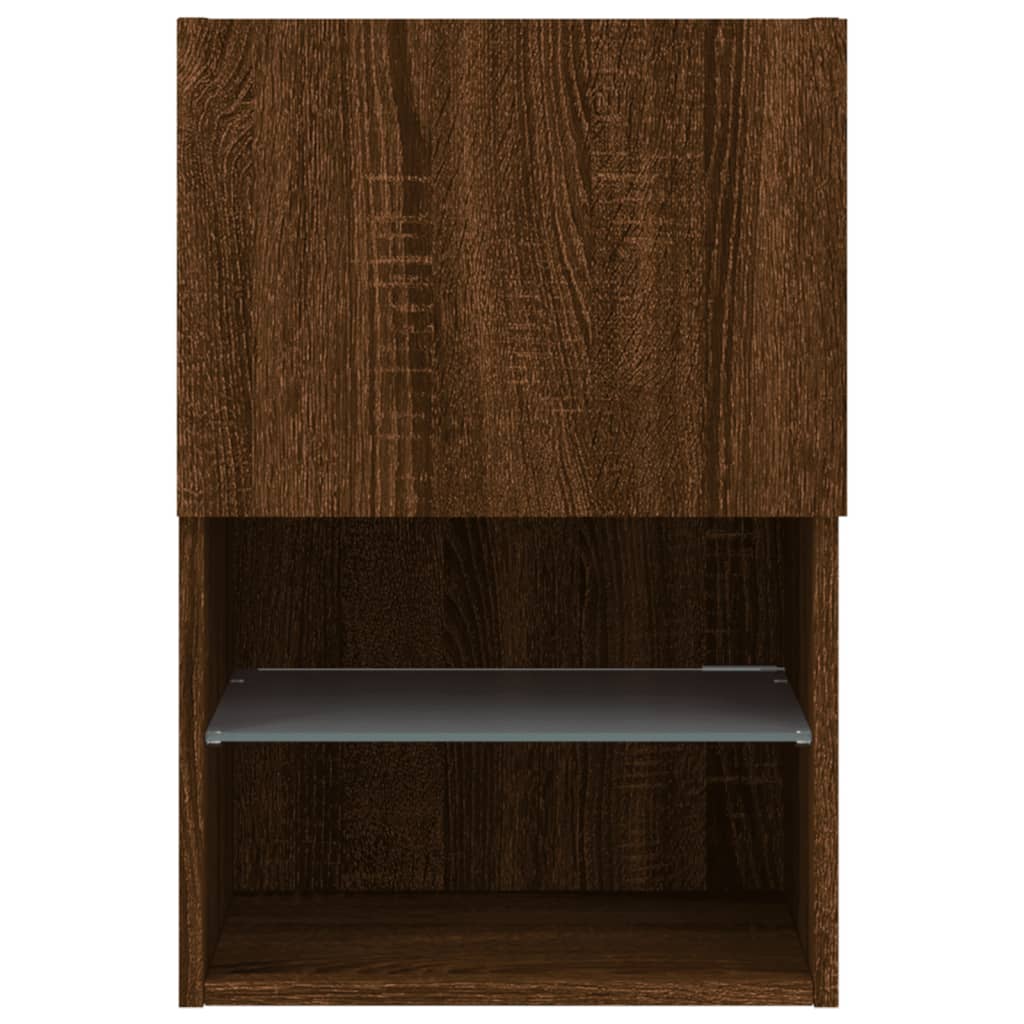 vidaXL TV Cabinets with LED Lights 2 pcs Brown Oak 40.5x30x60 cm