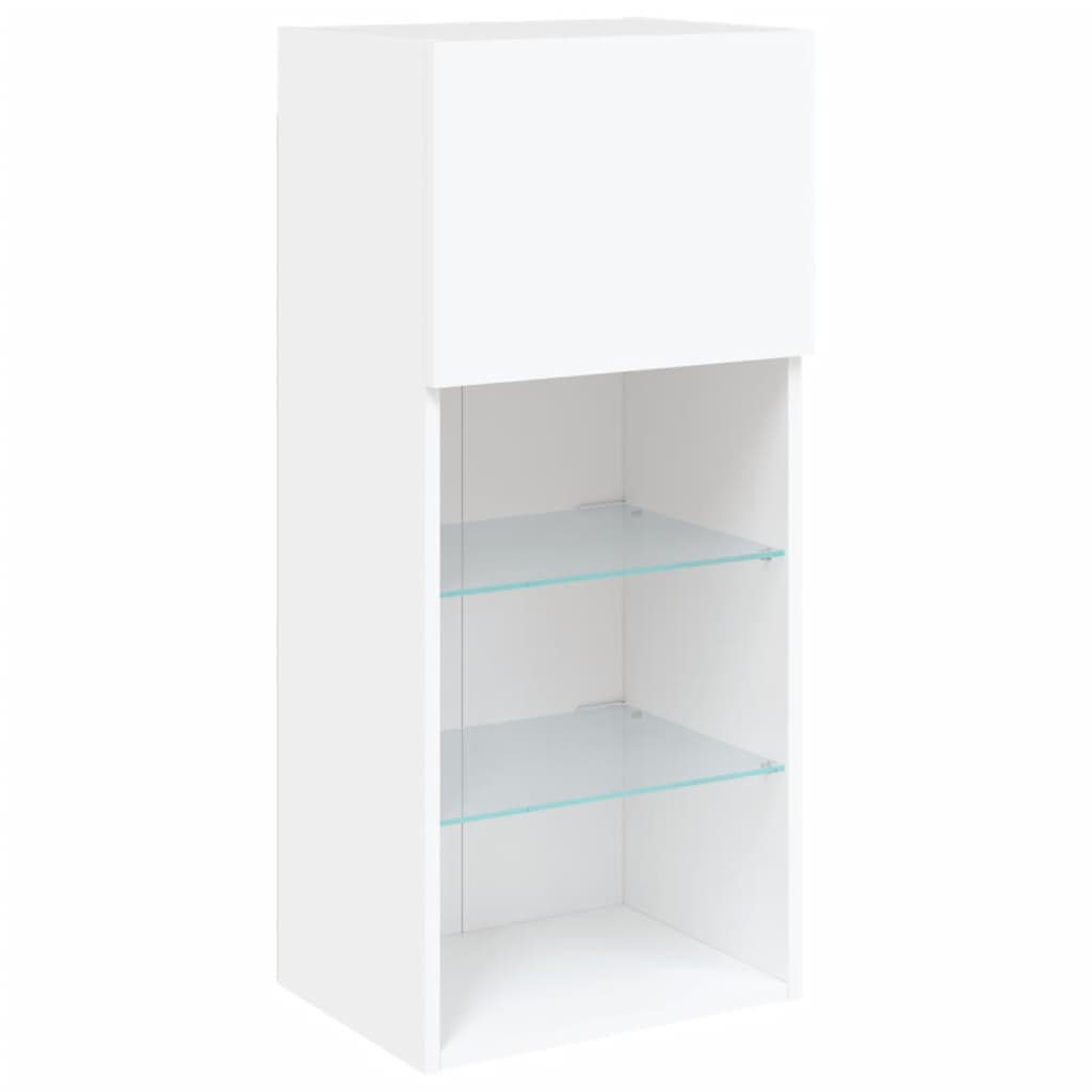 vidaXL TV Cabinets with LED Lights 2 pcs White 40.5x30x90 cm