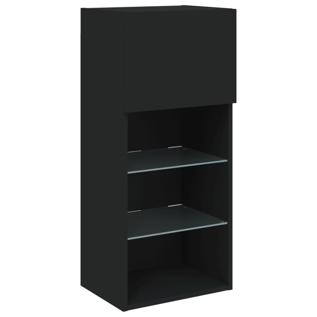 vidaXL TV Cabinet with LED Lights Black 40.5x30x90 cm