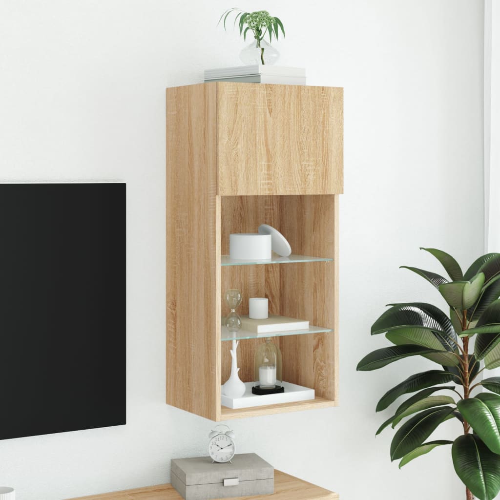 vidaXL TV Cabinet with LED Lights Sonoma Oak 40.5x30x90 cm