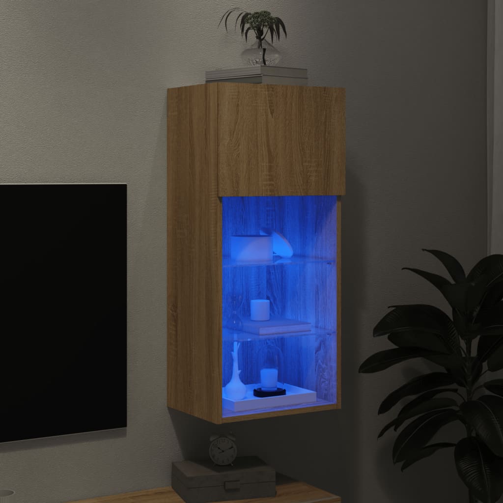 TV Cabinet with LED Lights Sonoma Oak 40,5x30x90 cm