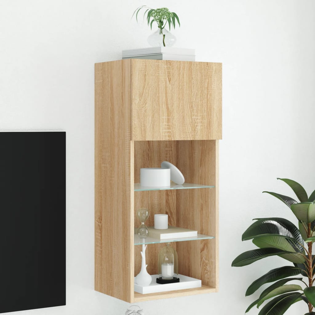 TV Cabinet with LED Lights Sonoma Oak 40,5x30x90 cm