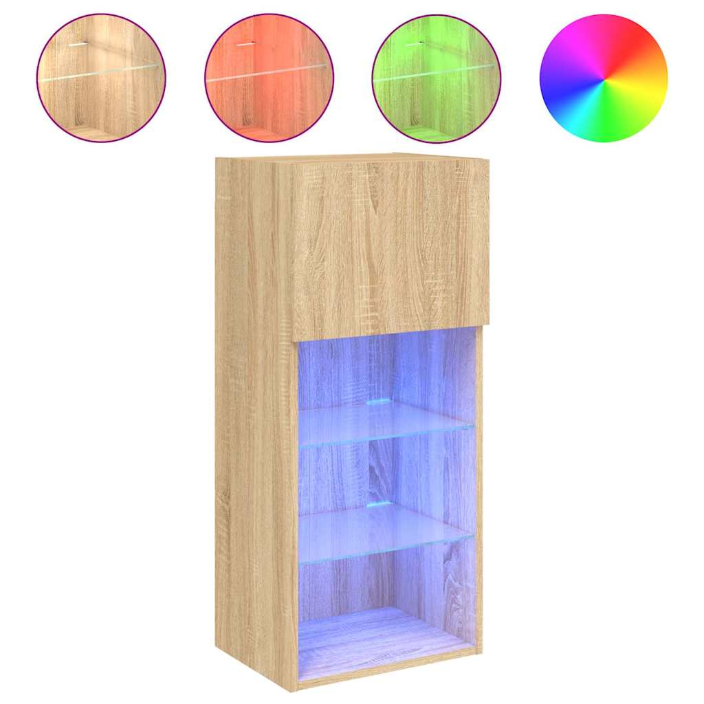 2 Piece TV Cabinet Set with LED Lights Sonoma Oak 40,5x30x90 cm