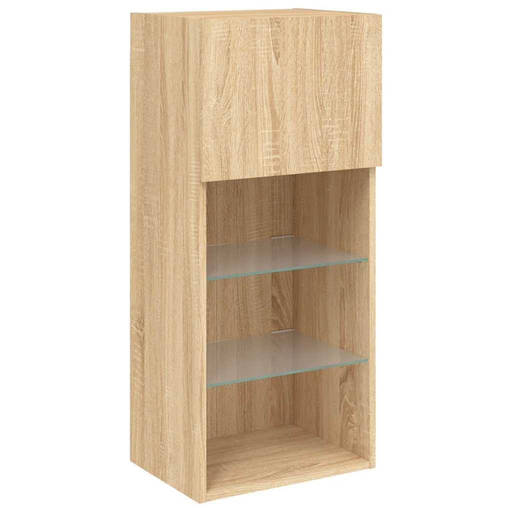 2 Piece TV Cabinet Set with LED Lights Sonoma Oak 40,5x30x90 cm