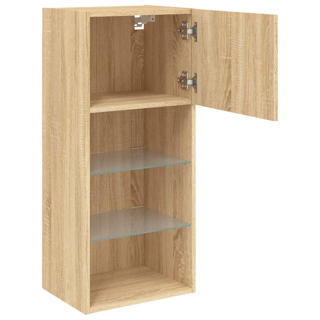 2 Piece TV Cabinet Set with LED Lights Sonoma Oak 40,5x30x90 cm
