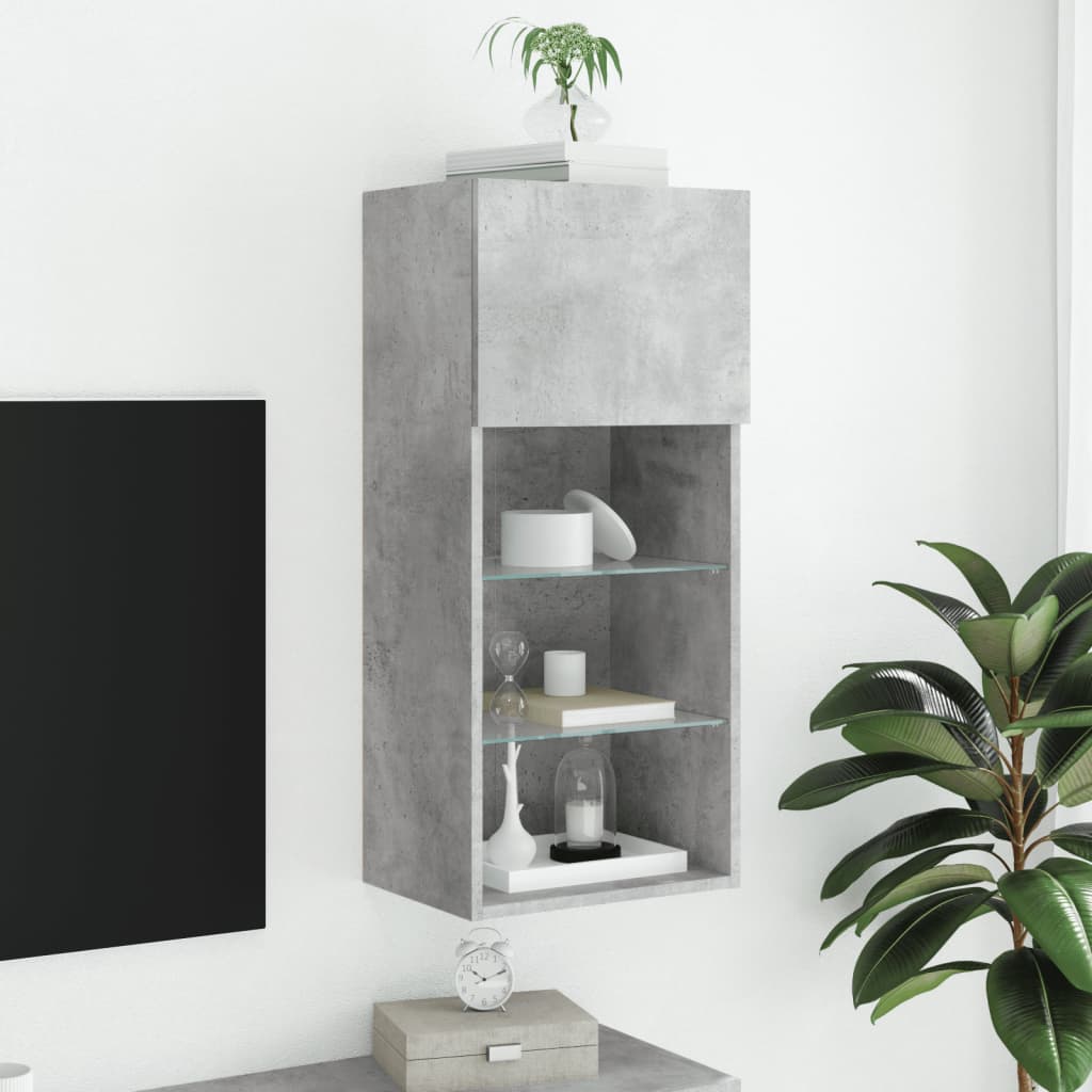 TV Cabinet with LED Lights Concrete Grey 40,5x30x90 cm