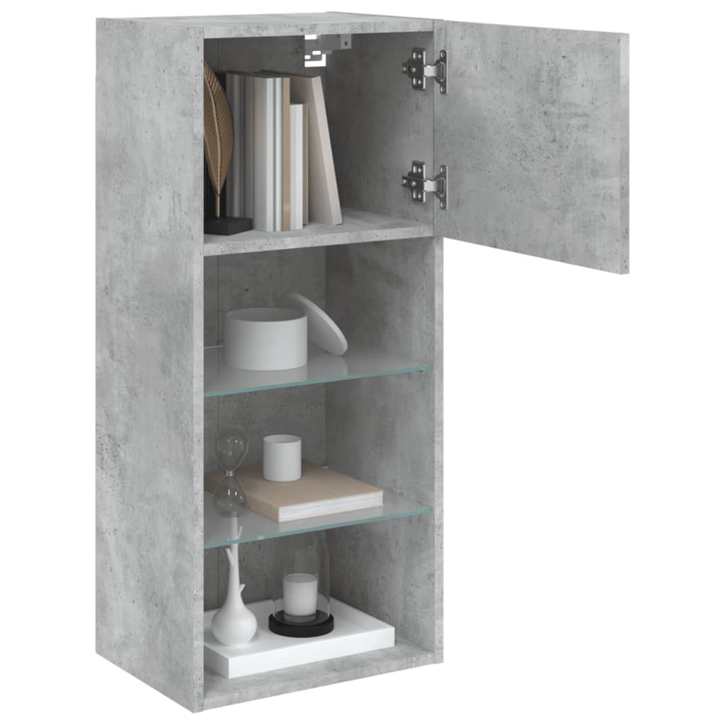TV Cabinet with LED Lights Concrete Grey 40,5x30x90 cm