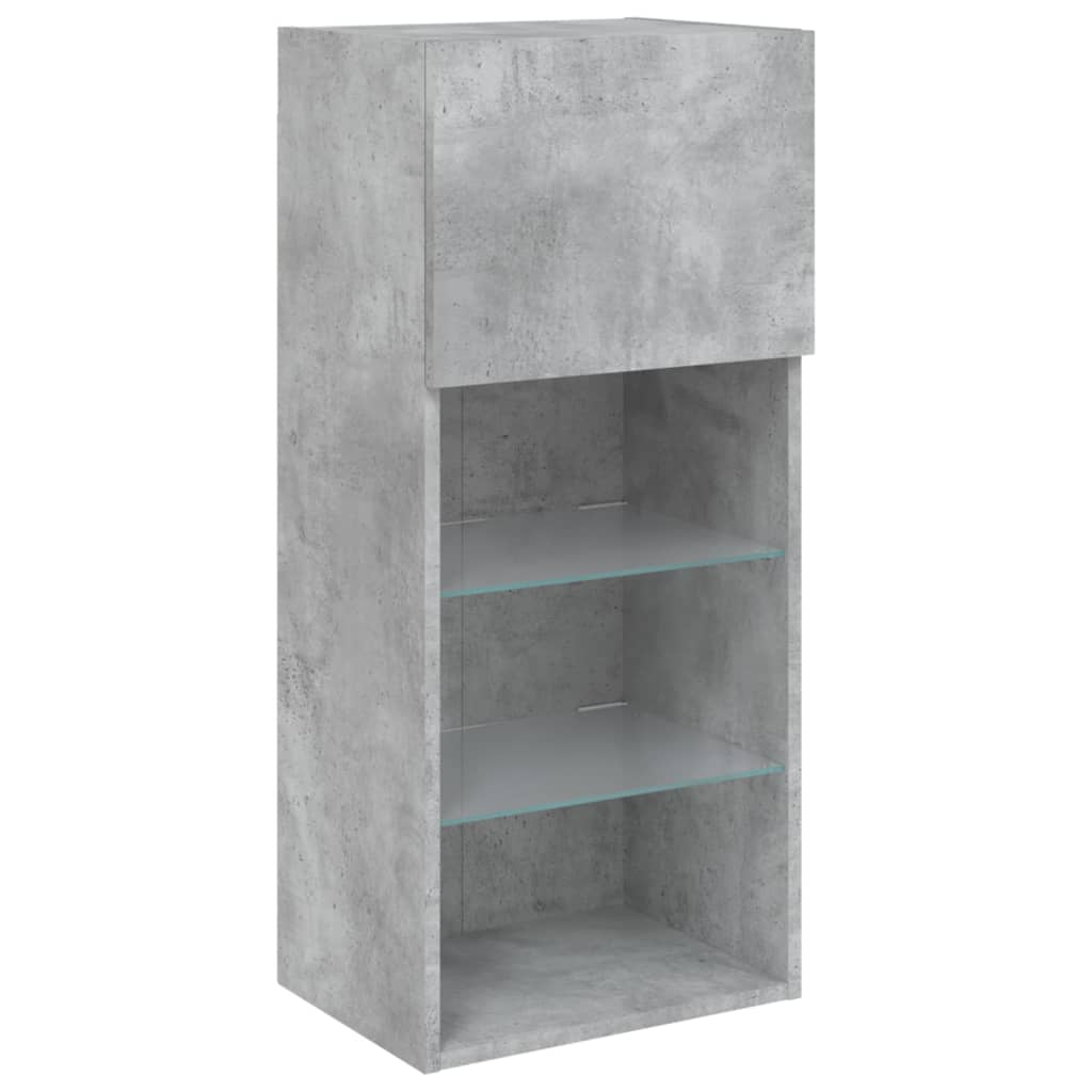 TV Cabinet with LED Lights Concrete Grey 40,5x30x90 cm