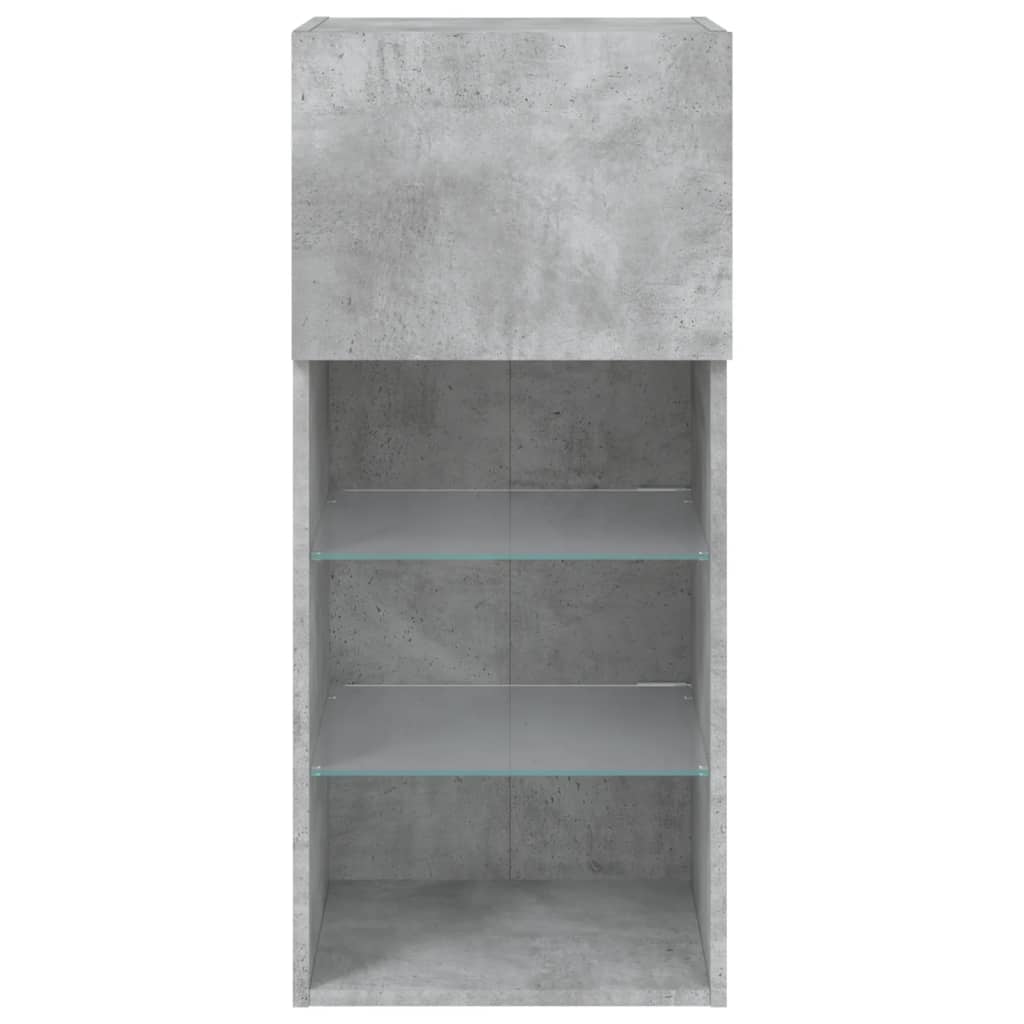 TV Cabinet with LED Lights Concrete Grey 40,5x30x90 cm