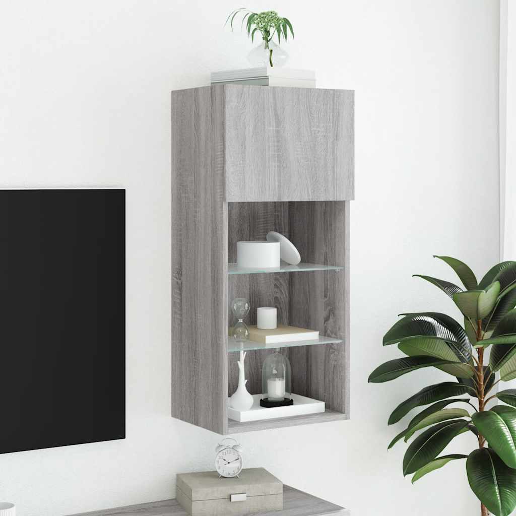 TV Cabinet with LED Lights Grey Sonoma 40,5x30x90 cm