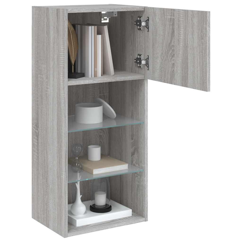 TV Cabinet with LED Lights Grey Sonoma 40,5x30x90 cm