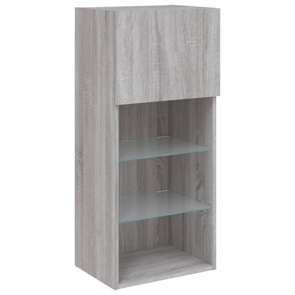 vidaXL TV Cabinet with LED Lights Grey Sonoma 40.5x30x90 cm