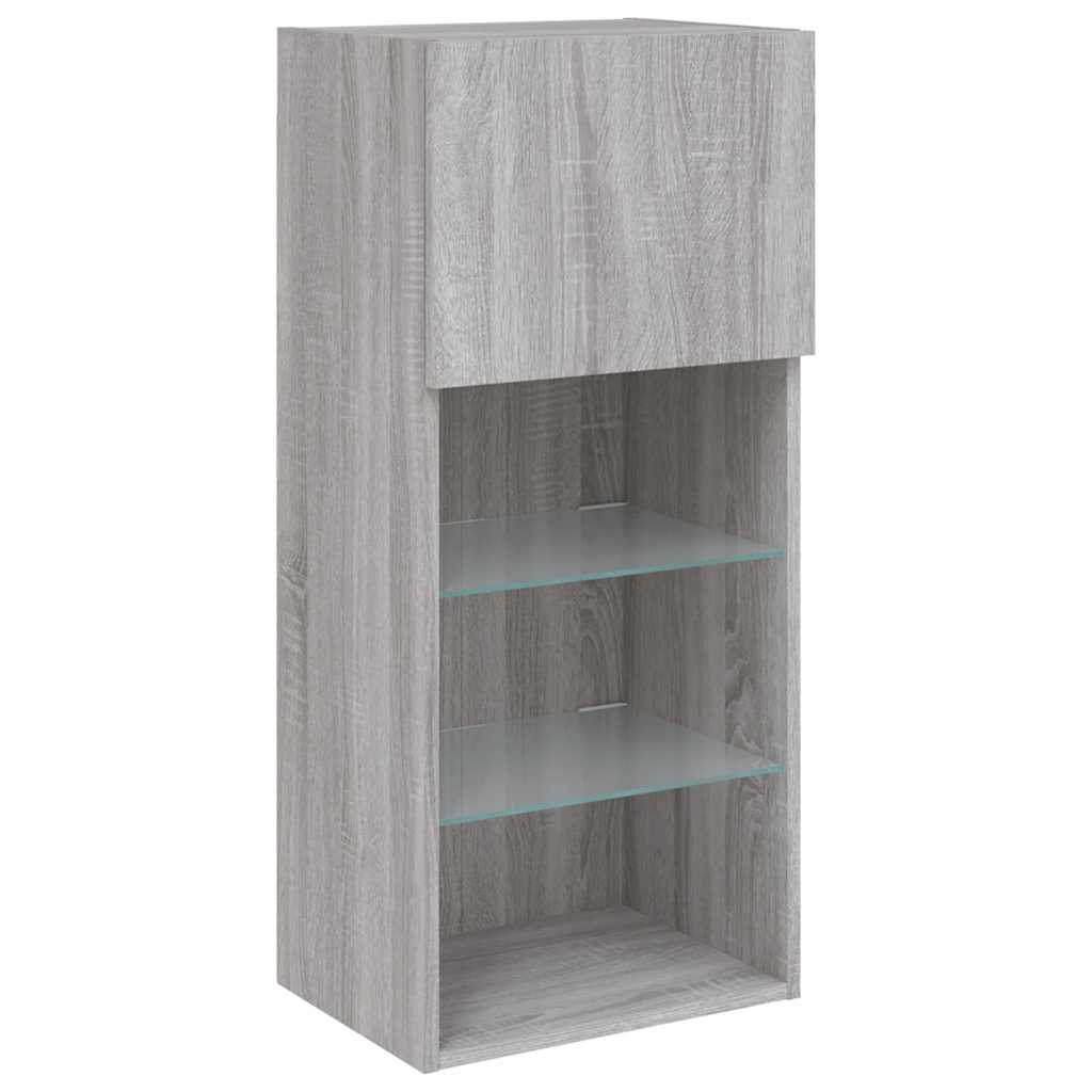 TV Cabinet with LED Lights Grey Sonoma 40,5x30x90 cm