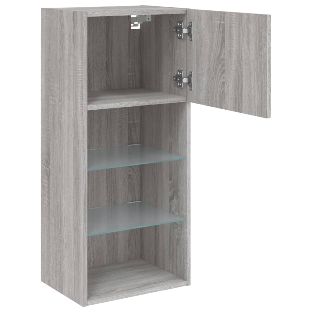 vidaXL TV Cabinet with LED Lights Grey Sonoma 40.5x30x90 cm