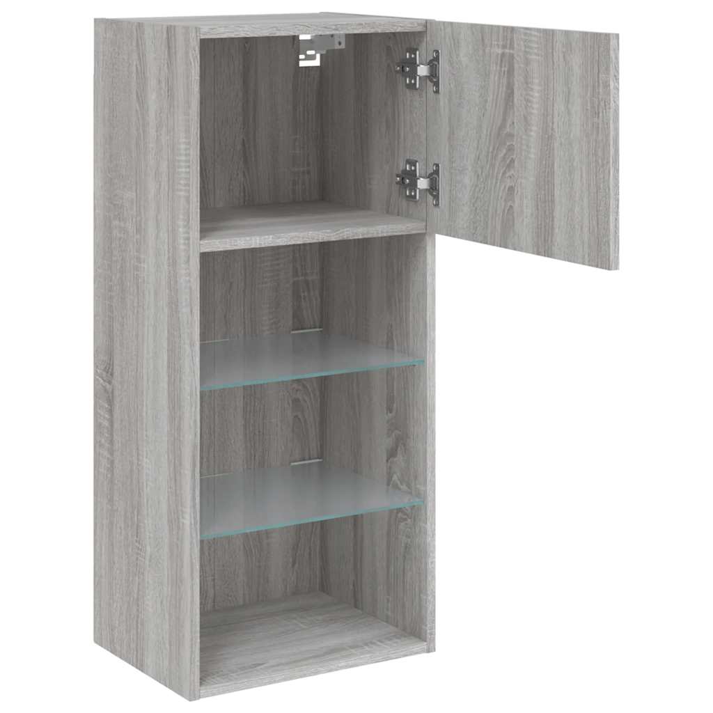 TV Cabinet with LED Lights Grey Sonoma 40,5x30x90 cm