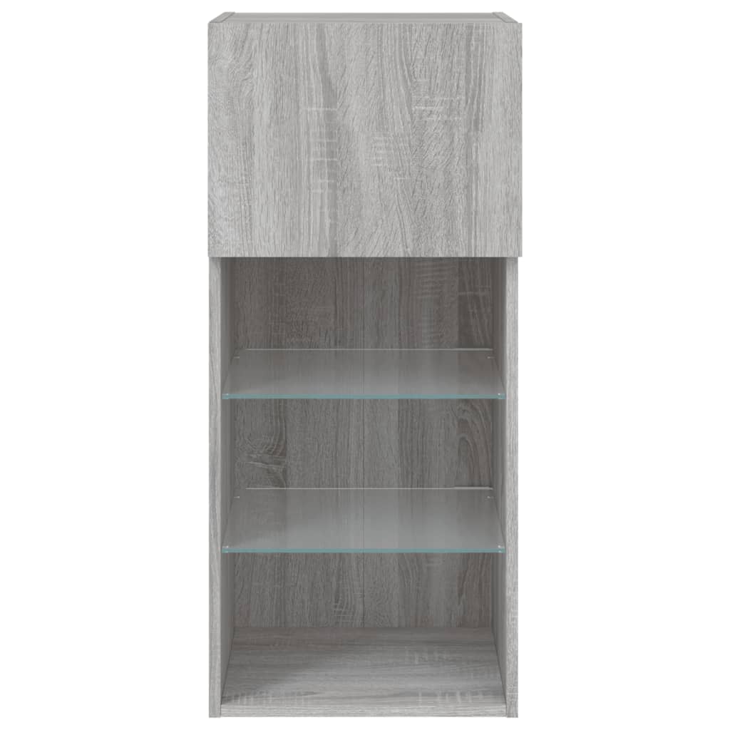 vidaXL TV Cabinet with LED Lights Grey Sonoma 40.5x30x90 cm