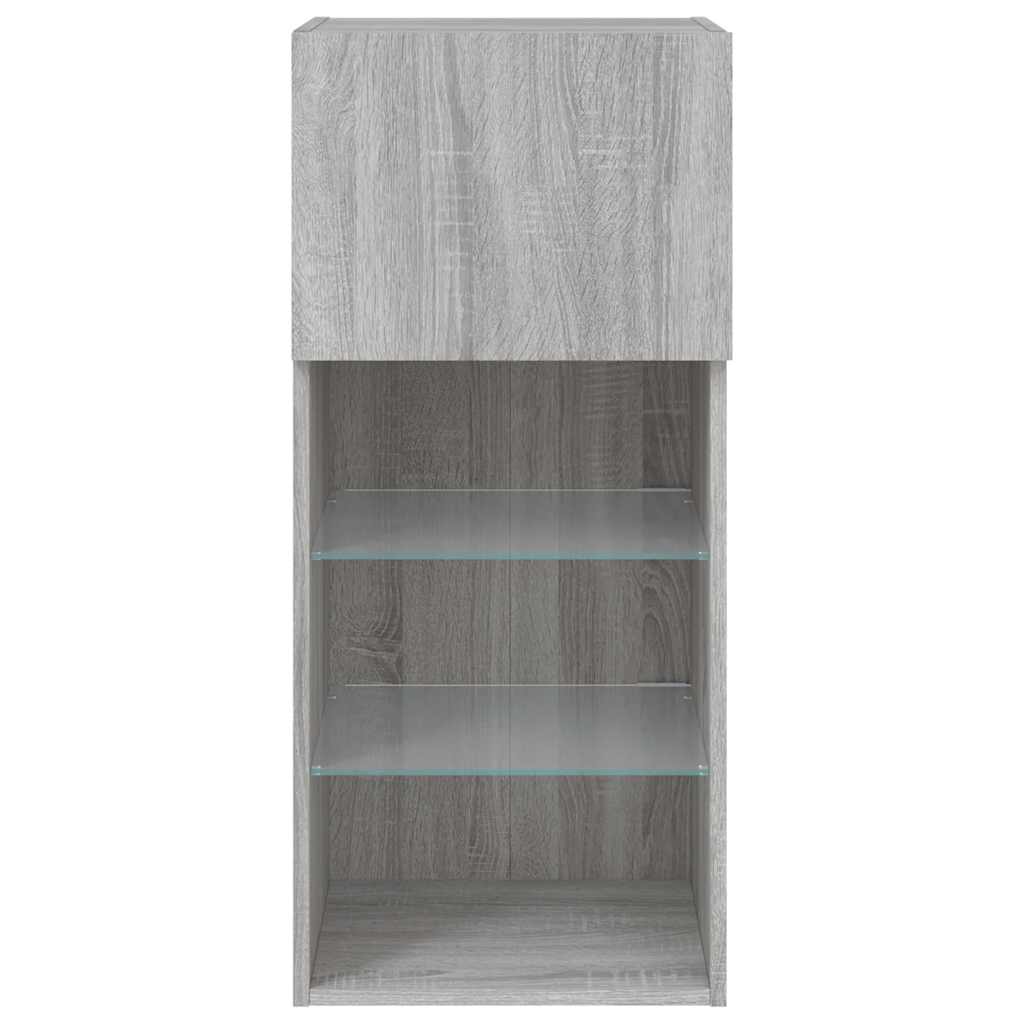 TV Cabinet with LED Lights Grey Sonoma 40,5x30x90 cm