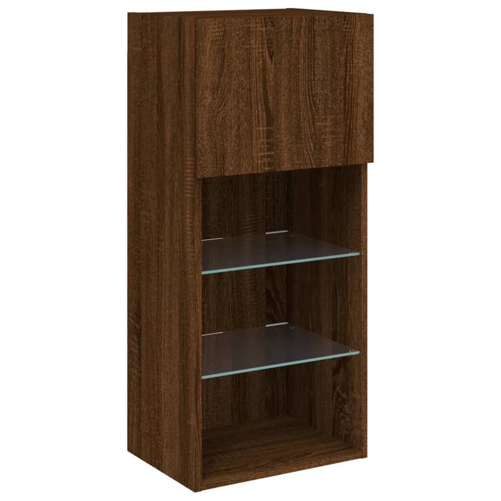 vidaXL TV Cabinet with LED Lights Brown Oak 40.5x30x90 cm