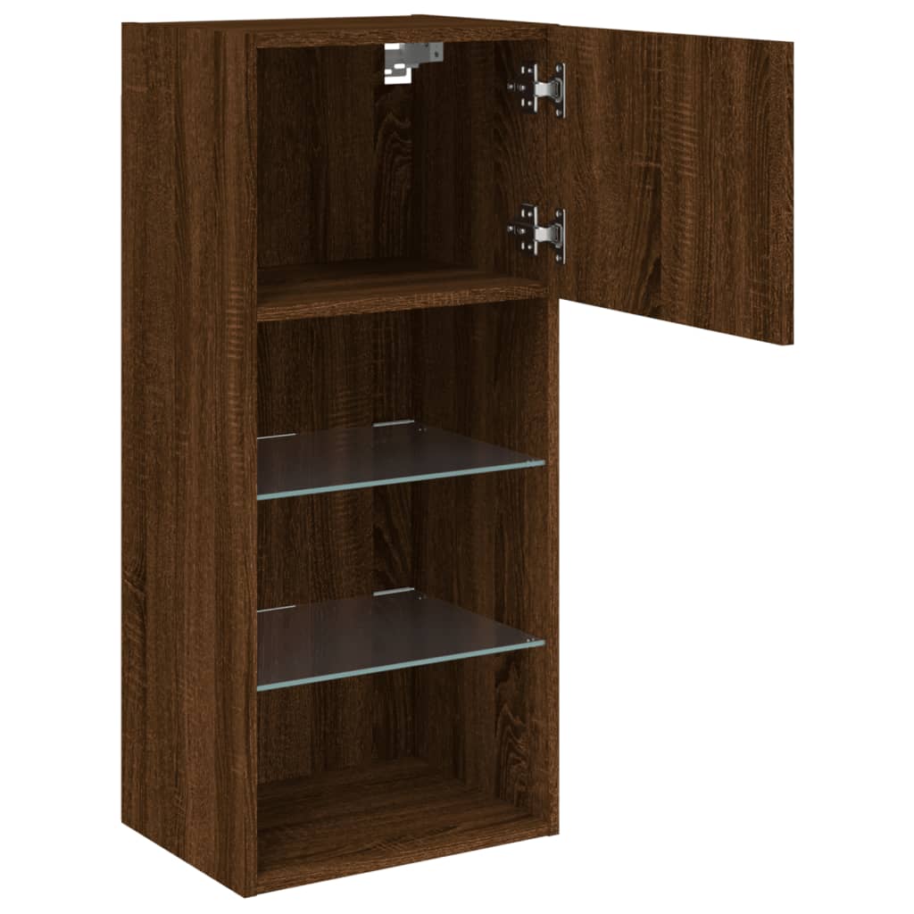 vidaXL TV Cabinet with LED Lights Brown Oak 40.5x30x90 cm