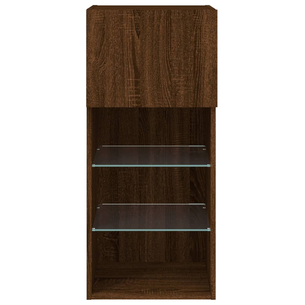 vidaXL TV Cabinet with LED Lights Brown Oak 40.5x30x90 cm