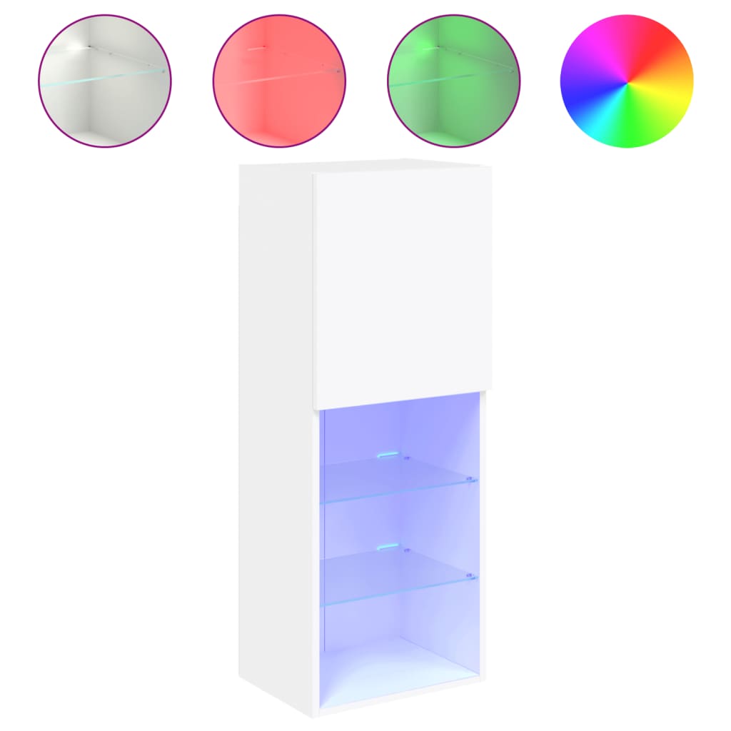 TV Cabinet with LED Lights White 40,5x30x102 cm