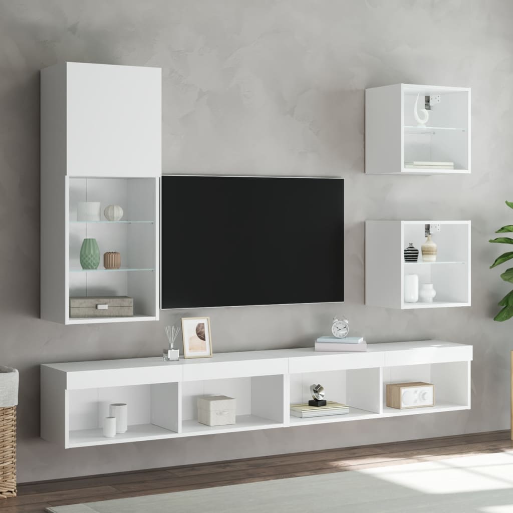 vidaXL TV Cabinet with LED Lights White 40.5x30x102 cm