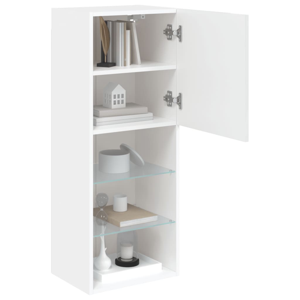 TV Cabinet with LED Lights White 40,5x30x102 cm