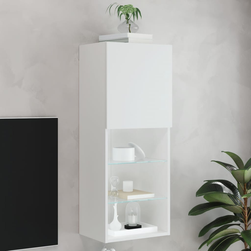 vidaXL TV Cabinet with LED Lights White 40.5x30x102 cm