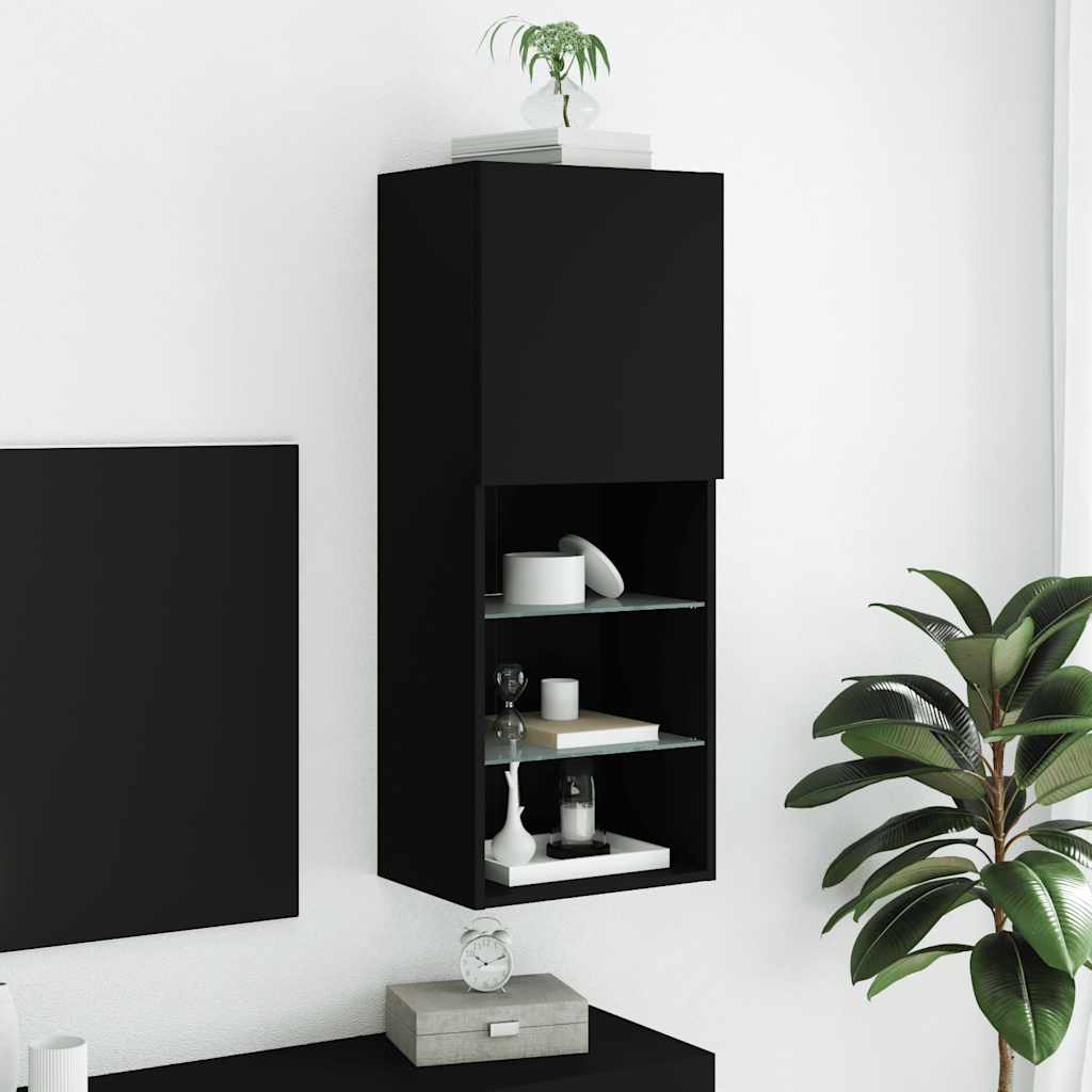 TV Cabinet with LED Lights Black 40,5x30x102 cm