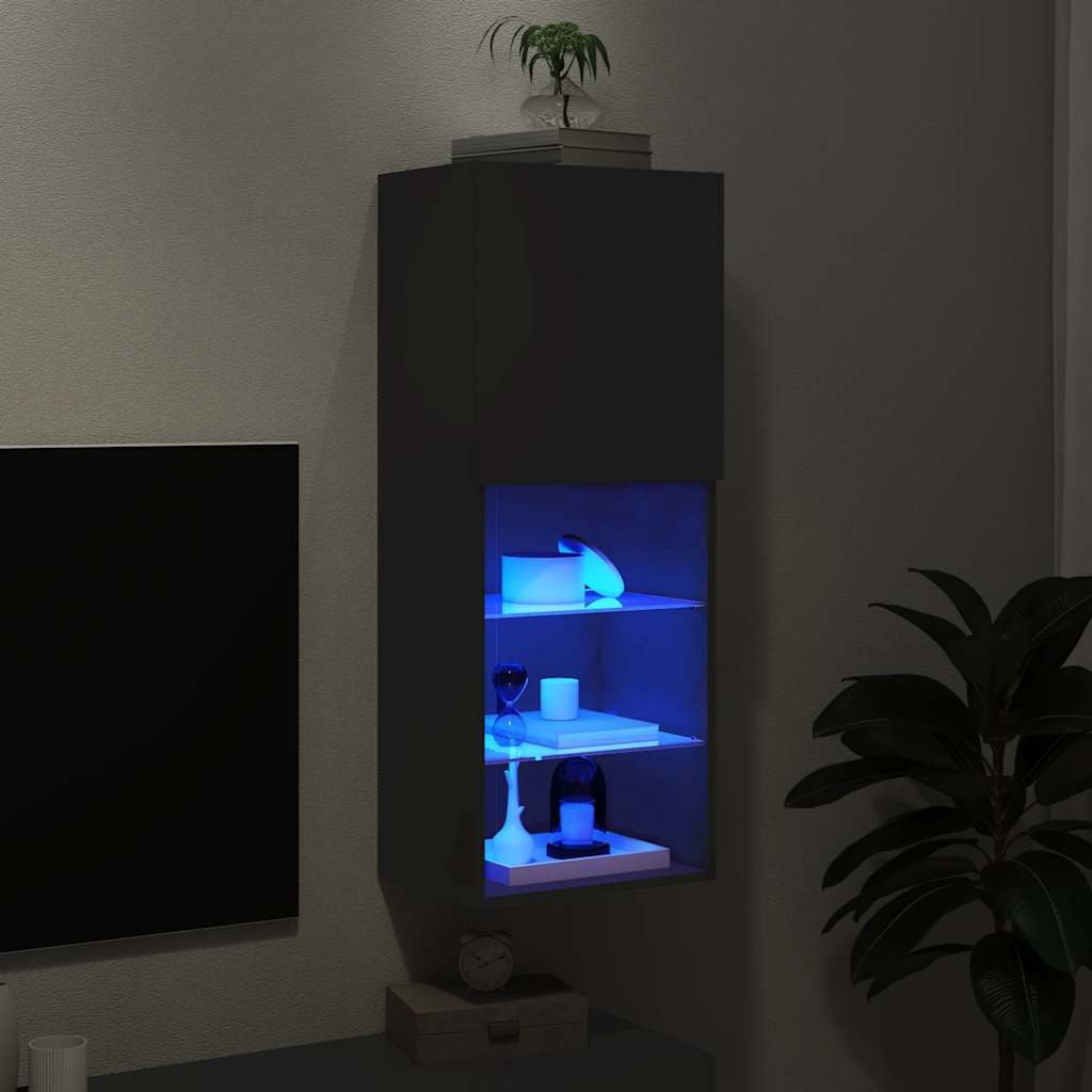 TV Cabinet with LED Lights Black 40,5x30x102 cm